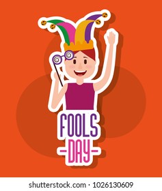 greeting card fools day festivity young man jester hat