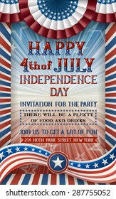 Greeting card for fourth of july holiday. EPS 10 contains transparency