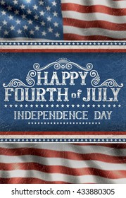 Greeting card for fourth of july holiday, with american flag on the background. EPS 10 contains transparency