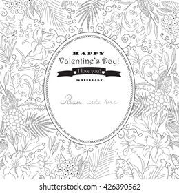 Greeting card with frame of flowers