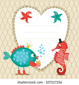 Greeting card, frame for text