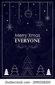 Greeting card for friends and family on Christmas, Merry Xmas