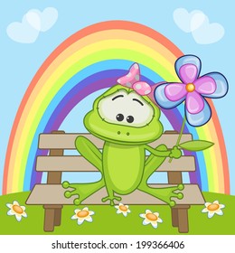 Greeting card frog with flower