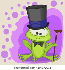 Greeting card Frog in a hat