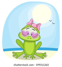 Greeting card Frog on the beach