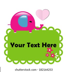 greeting card with fun elephant. vector illustration