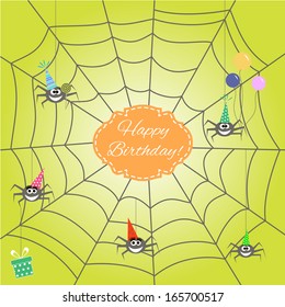 greeting card with funny cartoon spider.