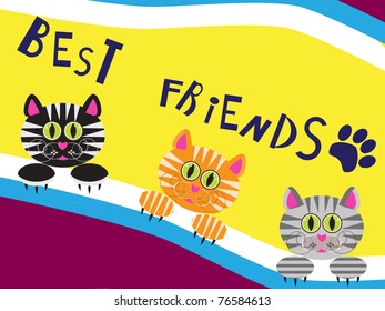 Greeting card with funny cats
