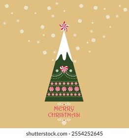 Greeting card with funny Christmas tree. Part 1