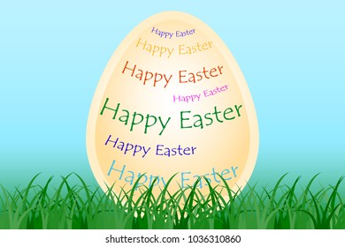 Greeting card with funny easter eggs. Vector illustration.