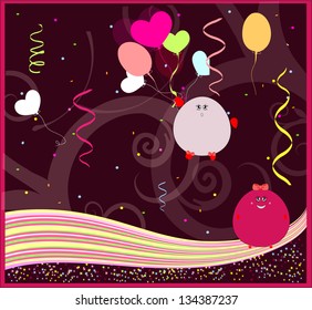 greeting card with funny monsters vector