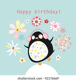greeting card with a funny penguin