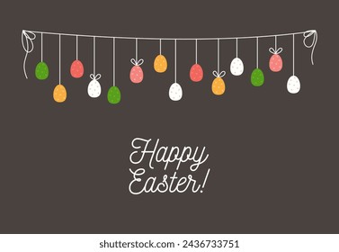 Tarjeta de felicitación con la guirnalda de los huevos de Pascua
