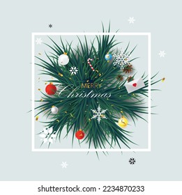 Greeting card with garlands for New Year and Christmas. vector