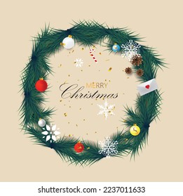 Greeting card with garlands for New Year and Christmas. vector
