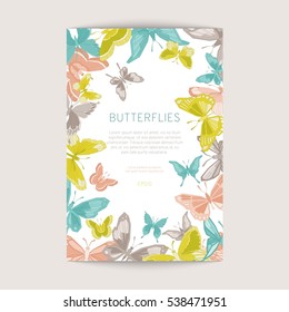 Greeting card with geometric butterflies. Vector illustration EPS10.