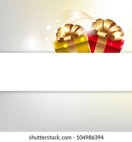 Tarjeta De Saludo Con Caja De Regalo, Ilustración Del Vector