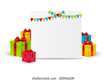 Greeting card with gift boxes