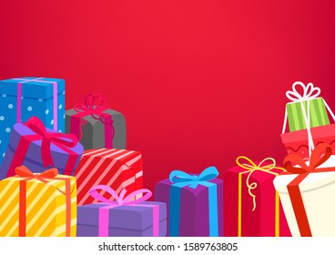 Greeting card with gift boxes . Design card template