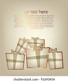 Greeting card with gift boxes / vector design