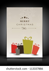 Greeting card or gift card for Merry Christmas celebration. EPS 10.