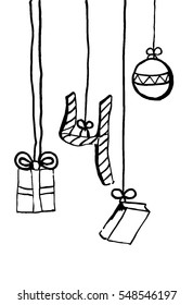 greeting card with gifts sketch doddle elements number 4