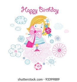Greeting card with girl