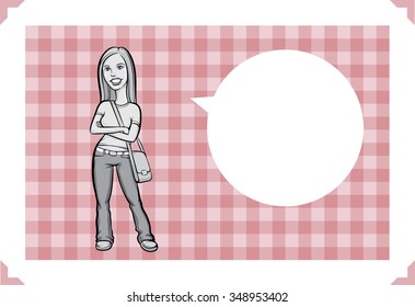 Greeting card with girl in jeans - just add your text