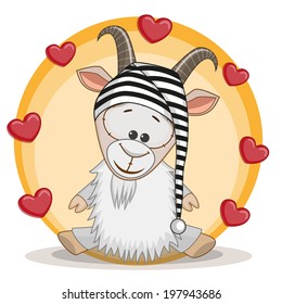 Greeting card Goat with hearts