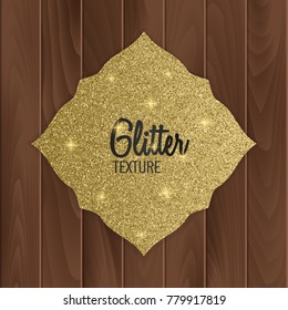 Greeting card with gold glitter background, arabic style, vector illustration