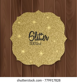 Greeting card with gold glitter background, arabic style, vector illustration
