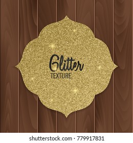 Greeting card with gold glitter background, arabic style, vector illustration