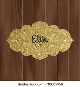 Greeting card with gold glitter background, arabic style, vector illustration