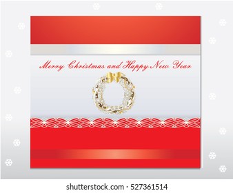 Greeting card with gold Wreath
