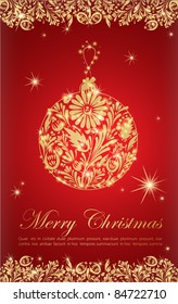 Greeting card with golden abstract new year ball