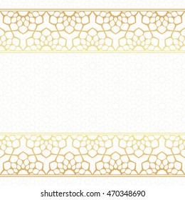 Greeting card with golden ornament. Vector illustration islamic style.