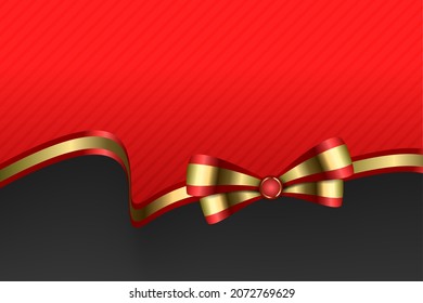 greeting card with golden ribbon 