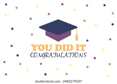 Greeting card graduation day. Vector illustration