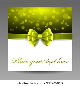 Greeting card with green bow