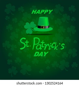 Greeting card with a green hat for St. Patrick's Day