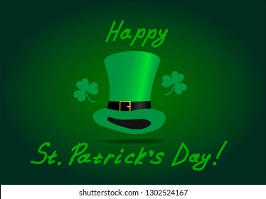 Greeting card with a green hat for St. Patrick's Day
