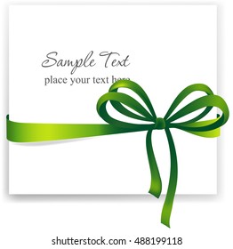 Greeting card with a green ribbon. Vector image 