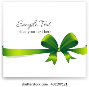 Greeting card with a green ribbon. Vector image 