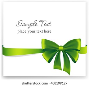 Greeting card with a green ribbon. Vector image 