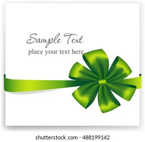 Greeting card with a green ribbon. Vector image 