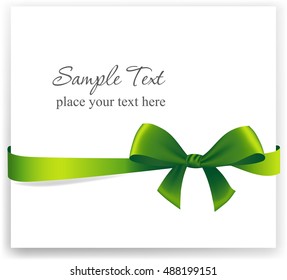 Greeting card with a green ribbon. Vector image 