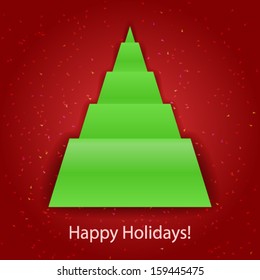 Greeting card. Green Tree. Vector