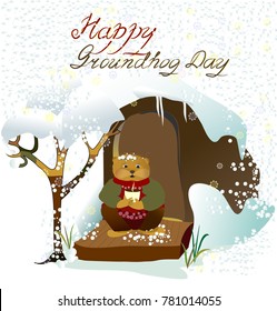 Greeting card with Groundhog Day