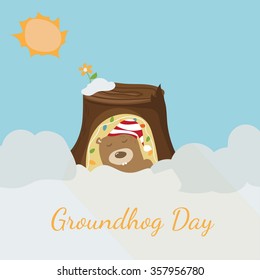 Greeting card to groundhog day. Beginning spring. Vector