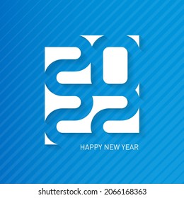 Greeting card with halftone gradient. Cover of business diary for 2022. Brochure design template. Happy New Year 20 22.